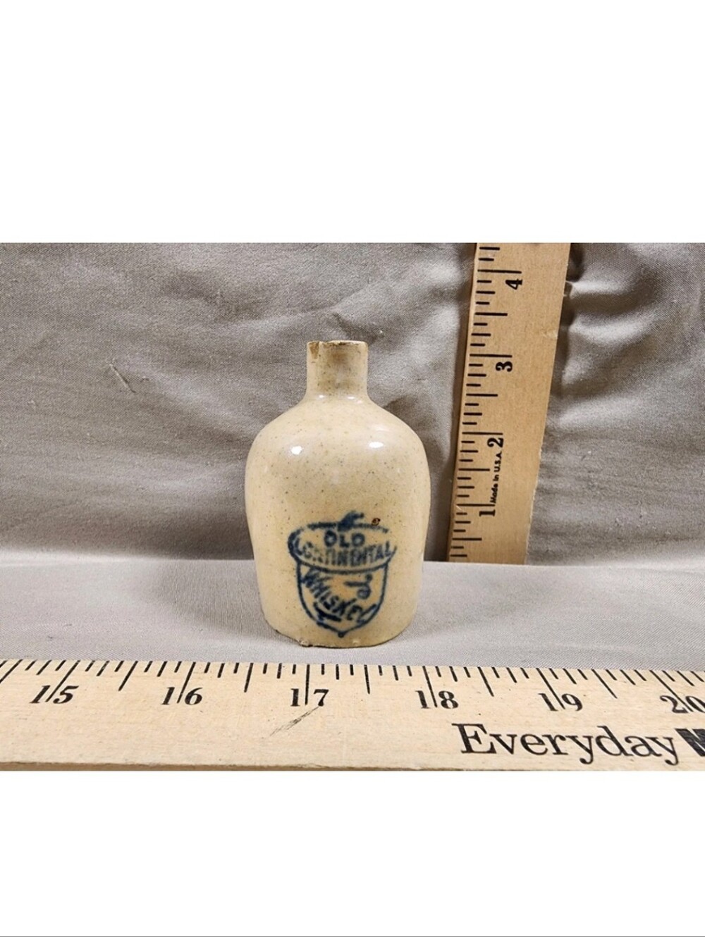 Antique Mini Stoneware Crock Old Continental Whiskey Jug Acorn Used